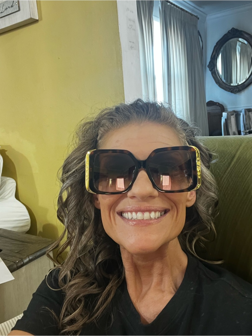 Louis Vuitton Tortoiseshell Square Sunglasses with Gold Accents - Picture 3 of 3